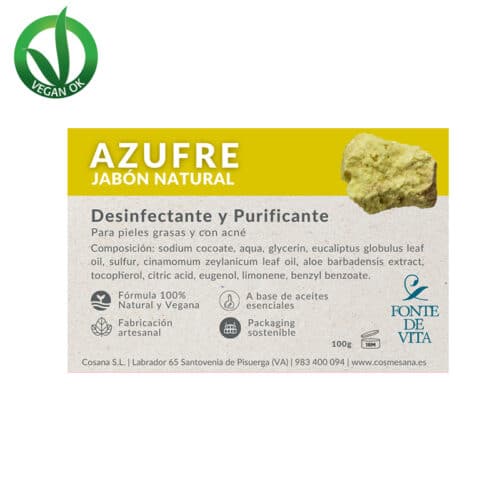 FONTE DE VITA <br> JABÓN 100% NATURAL AZUFRE 100 GR Corporal