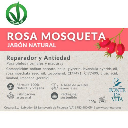 FONTE DE VITA <br> JABÓN 100% NATURAL ROSA MOSQUETA 100 GR Corporal